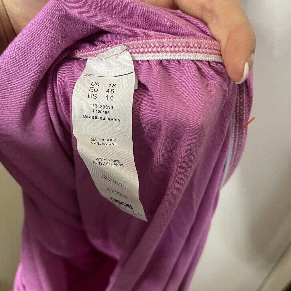 NEW ASOS one shoulder cinched bodycon maxi dress fuschia pink size US 14 - Picture 8 of 8
